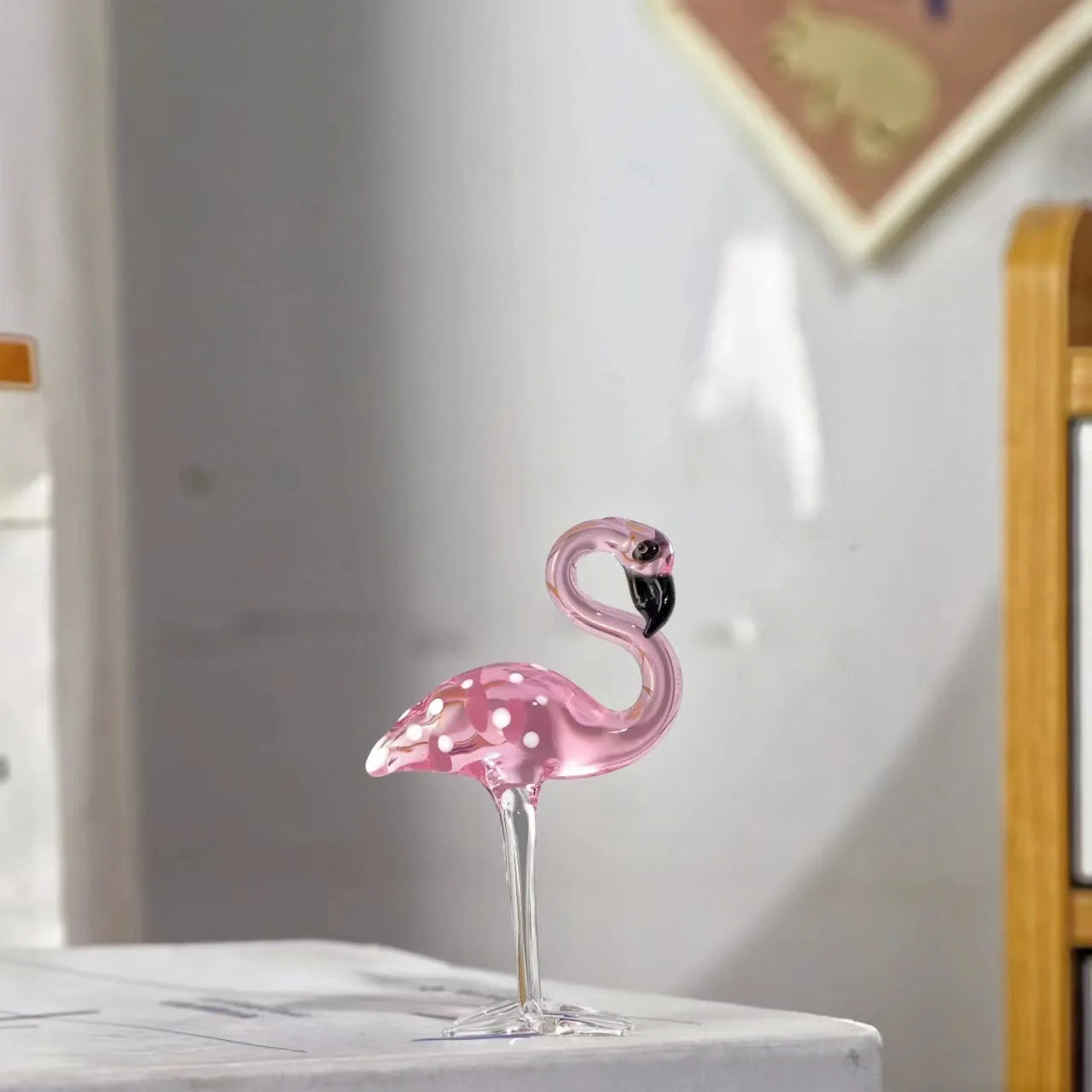 Pink crystal flamingo decorative ornament for table centrepiece display