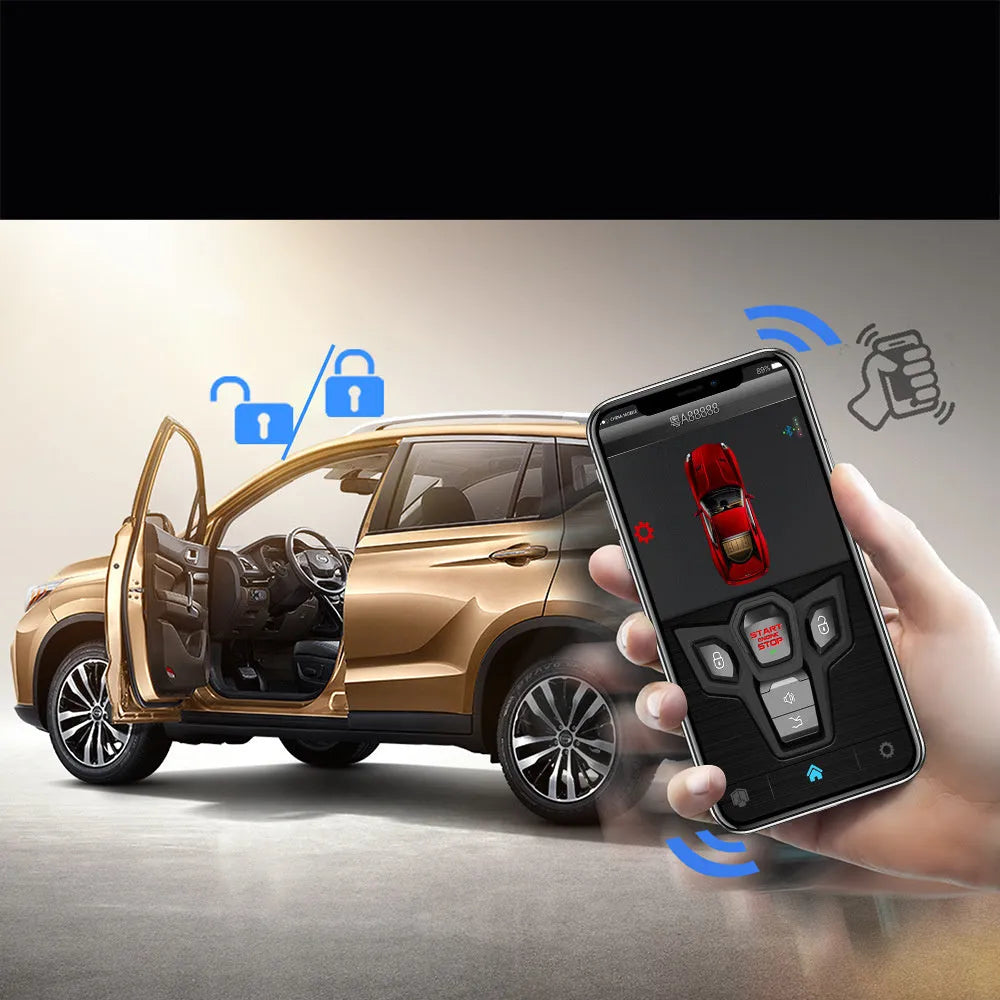 Black frost finish remote control car alarm system with two remotes for vehicle security
