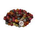108 bead multi-layer bracelet with hanging lotus design in tourmaline colour