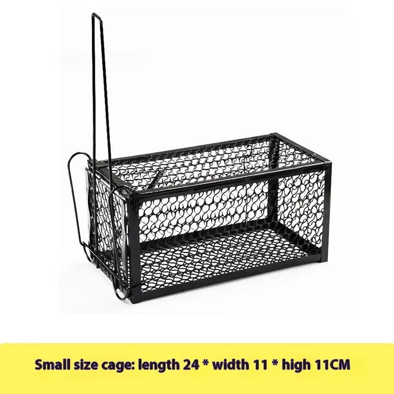 Indoor automatic mouse cage trap in metal and plastic construction with small medium large size options
