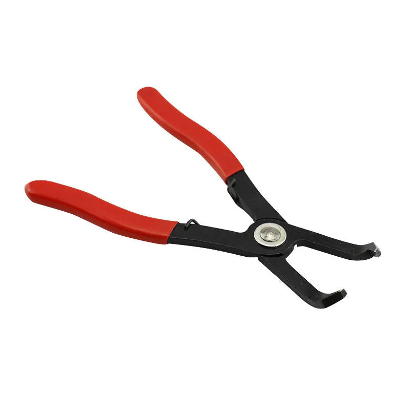 Red interior round nail removal pliers for door panel fastener work