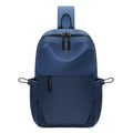 Grey men's chest bag with shoulder strap showing large main compartment.