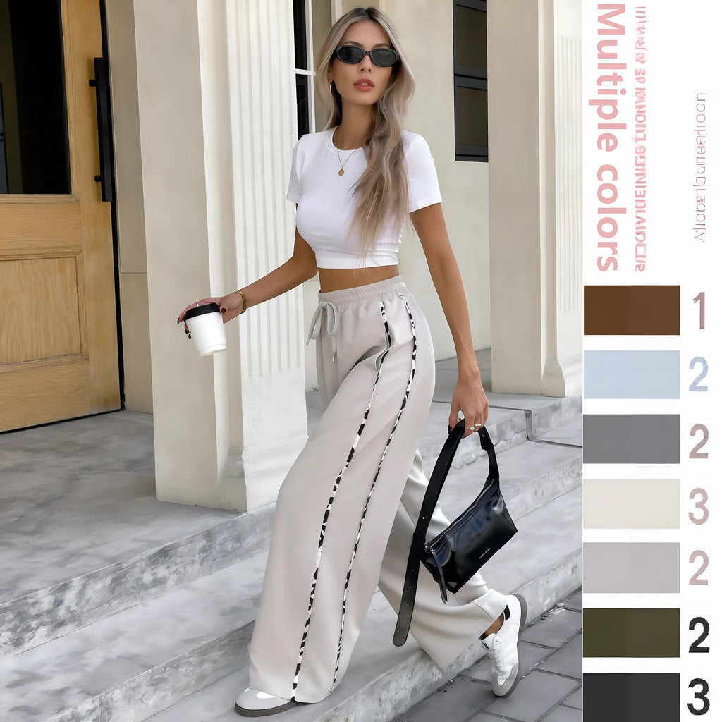Women's high-waisted straight-leg trousers with lace-up drawstring waist in army green colour