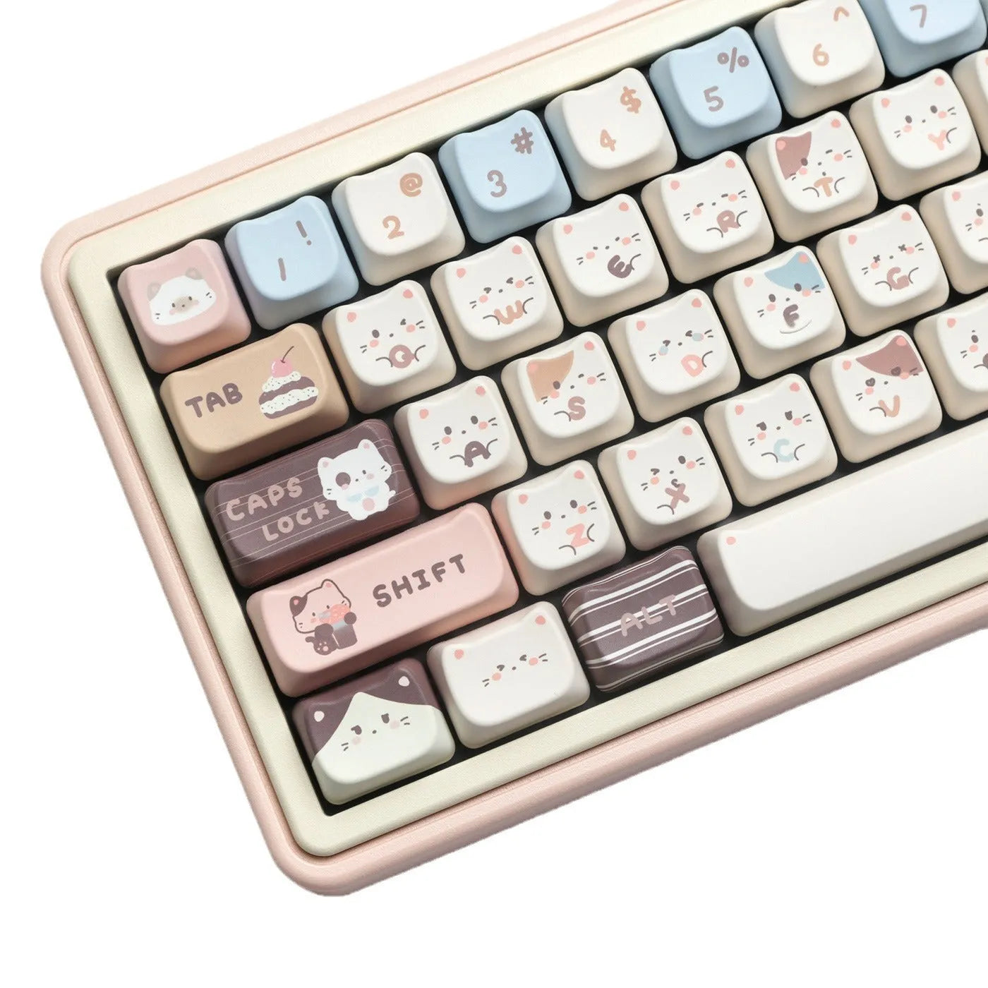 Sea Salt Cat PBT sublimation keycap set for mechanical keyboards showing 26mm profile and March Past supplements