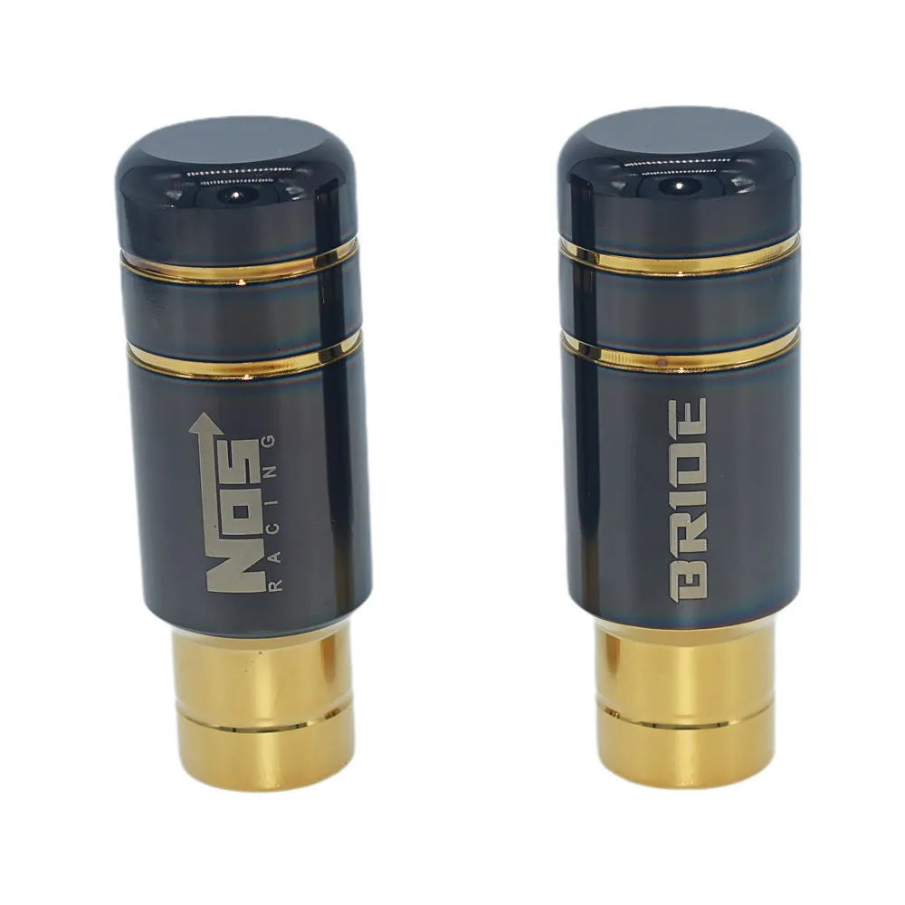 Roasted blue aluminium alloy car gear shift head with three black rubber installation sleeves