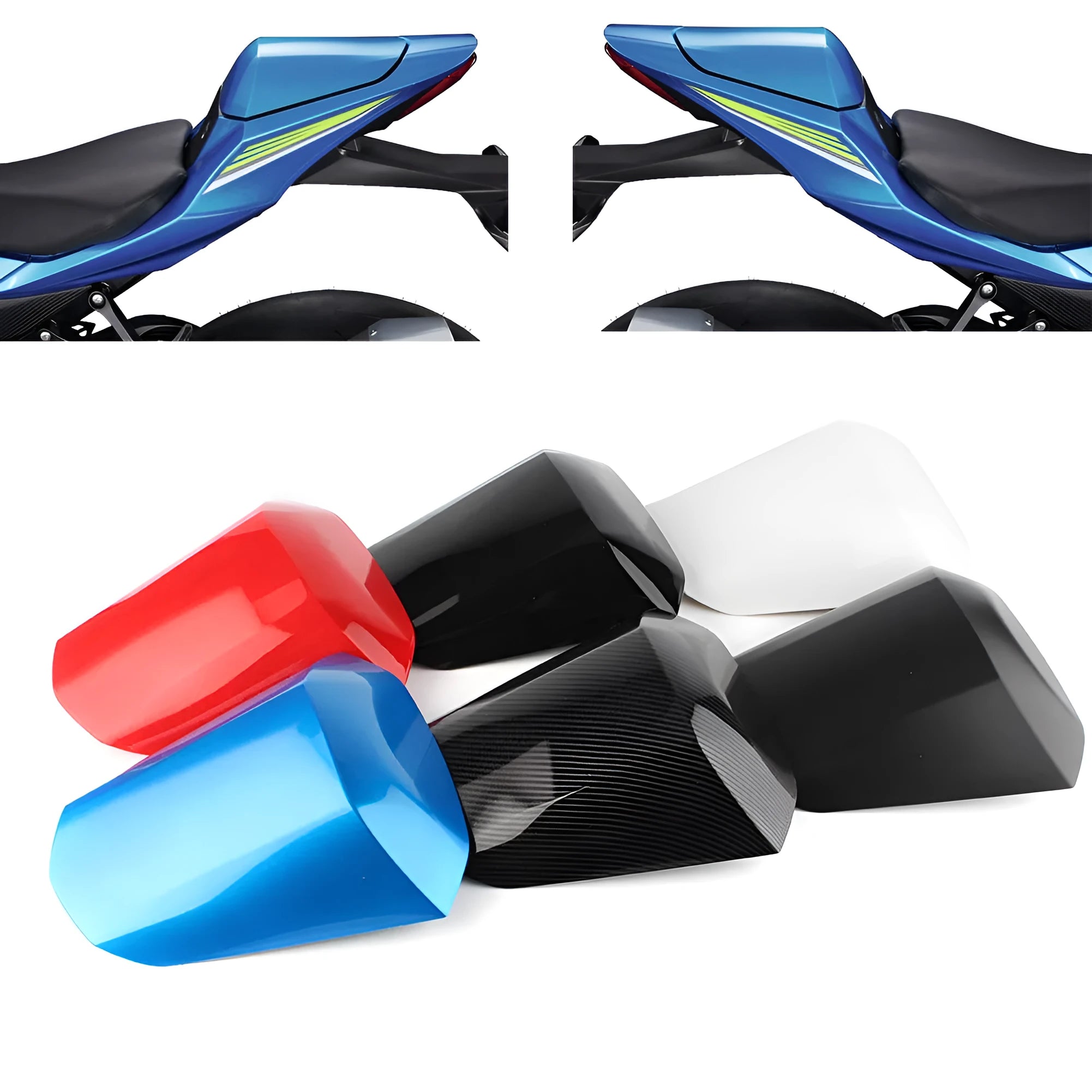 Suzuki GSXR1000 rear cowl seat cover in ABS plastic showing streamlined design and colour options