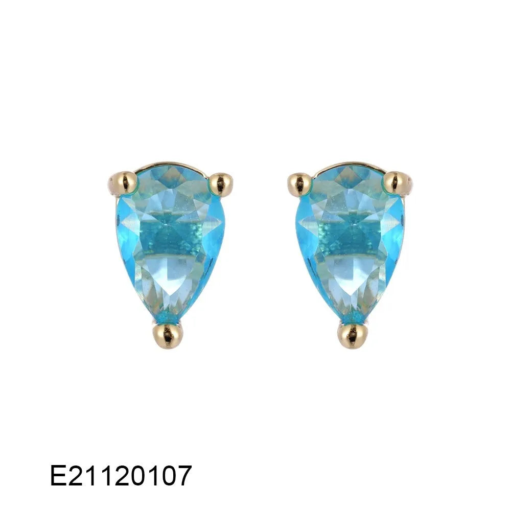 Gold-plated drop earrings with a candy-coloured finish and pear-shaped zircon detail.