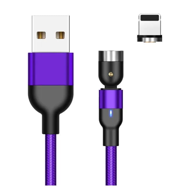 Essager rotating magnetic USB charging cable with blue LED light indicator in black colour