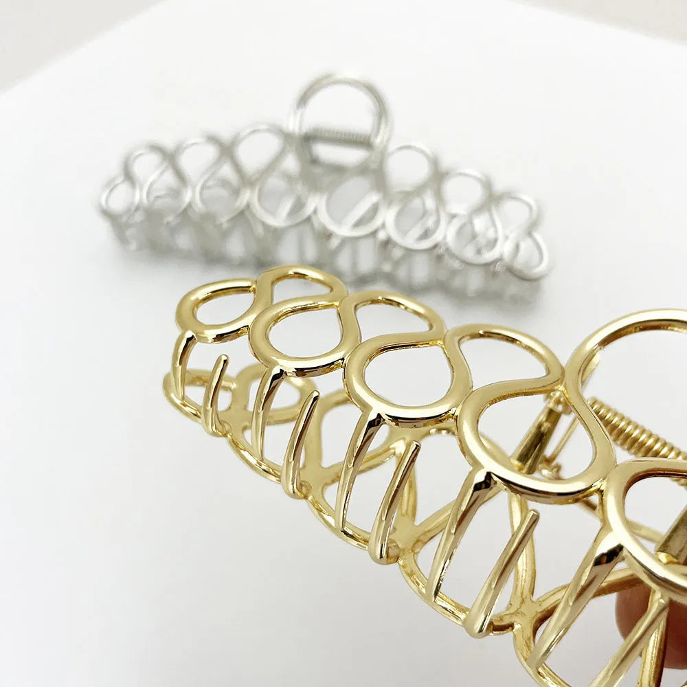 Gold or silver electroplated large minimalist updo hair clip with tassel detail for thick hair
