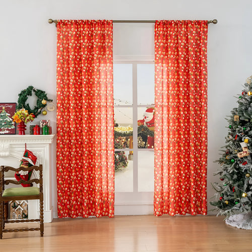 Christmas snowman angel print curtain in green colour with cartoon figures pattern