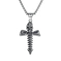 Men's silver stainless steel necklace with alloy pendant in sports style design