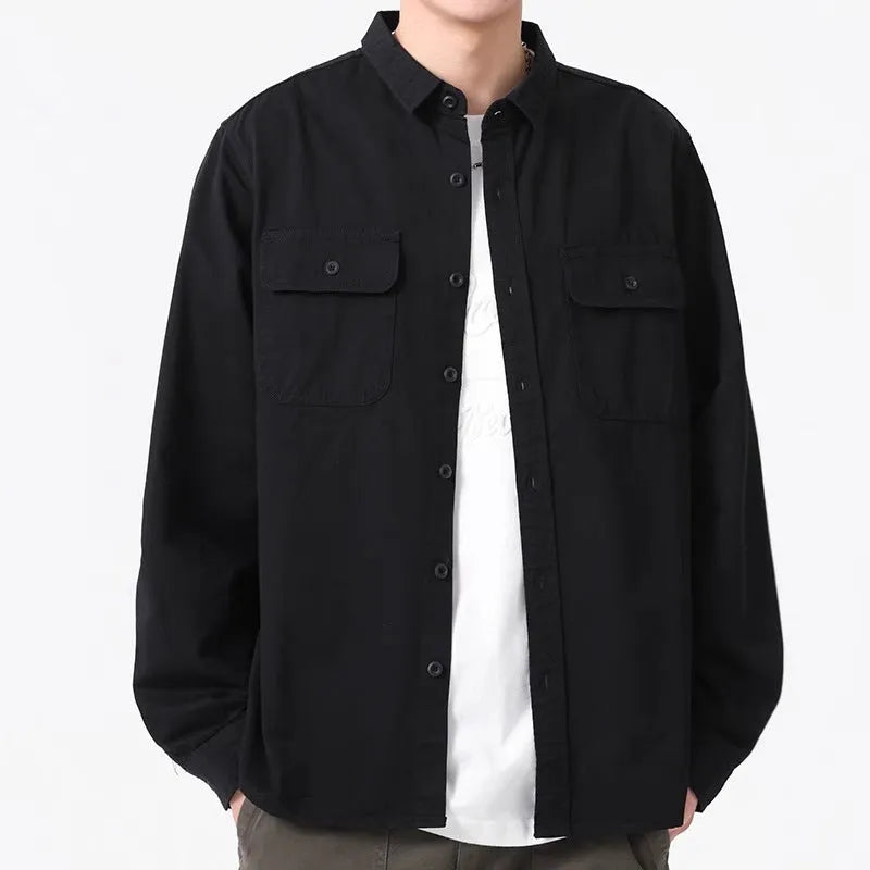 Men's loose fit shirt overalls in polyester fabric with long sleeves available in multiple colours