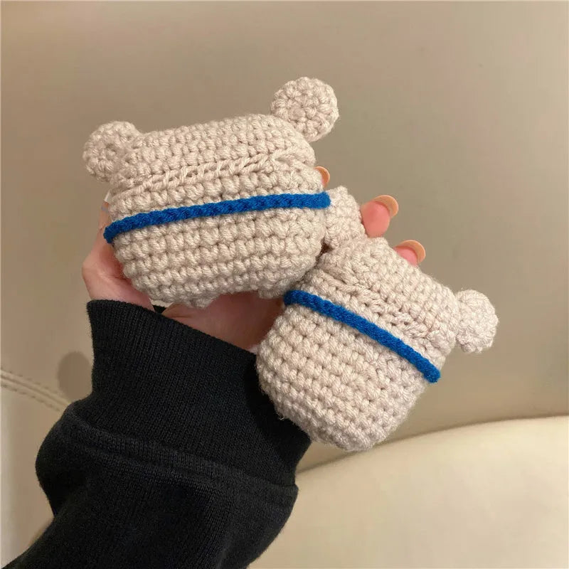 Knitted koala bear backpack design AirPods protective case cover