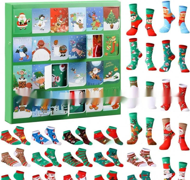 Miniature resin Christmas stocking ornament from a blind box, showing one of seven possible colour-coded styles for festive decor.