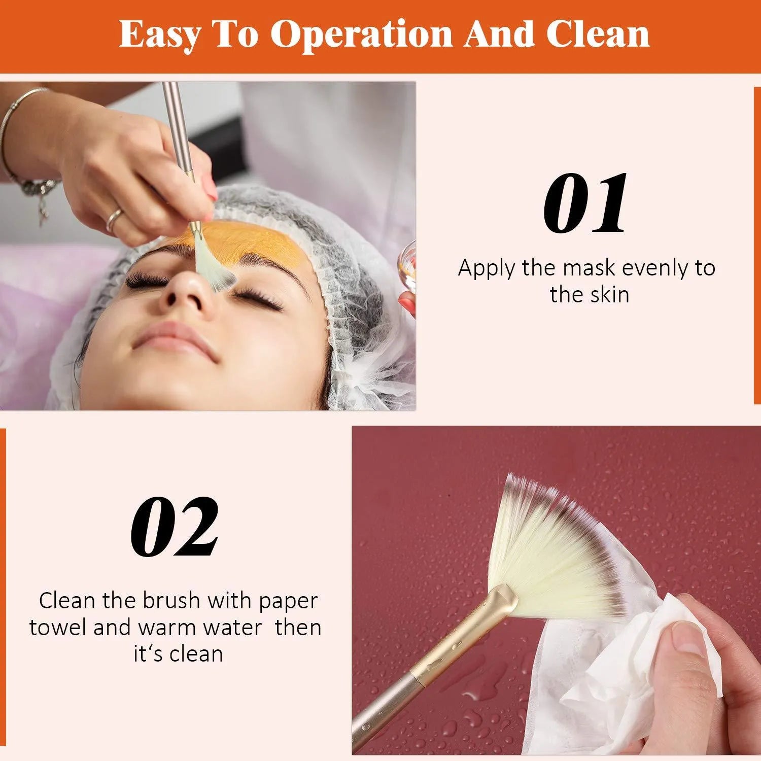 Set of 10 professional facial fan brushes with champagne finish and acrylic handles on a table.