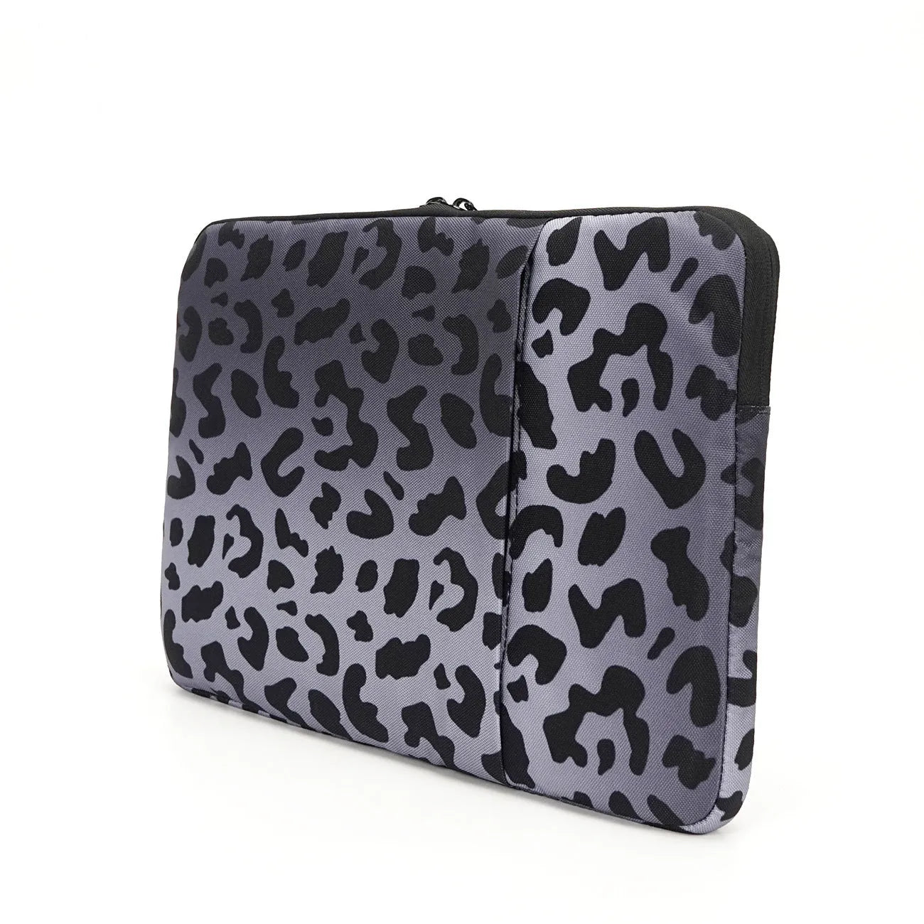 Leopard print laptop sleeve with flannel interior for 13-inch to 16-inch device protection