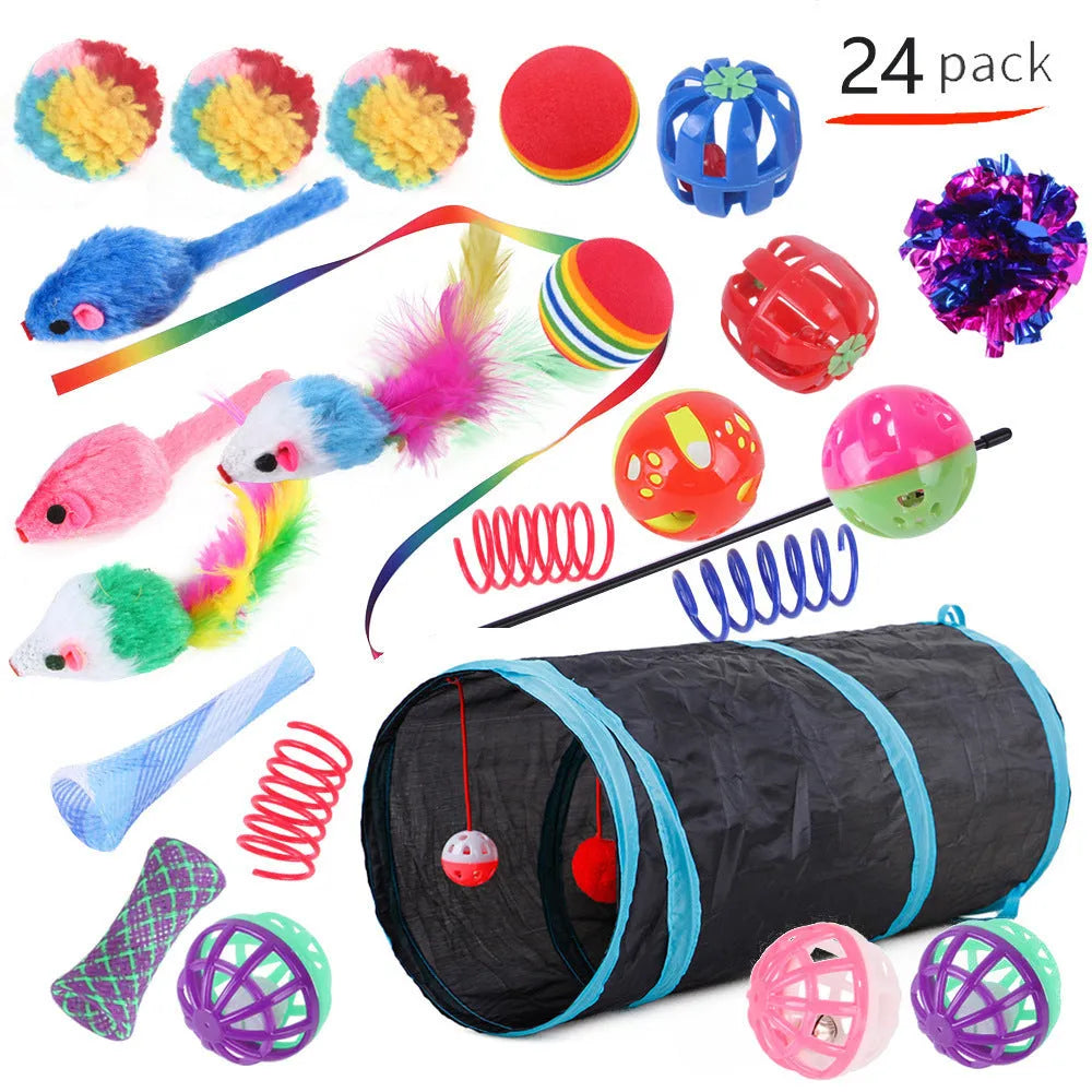 Plastic cat channel toy maze with colourful tracks and accessories for feline play