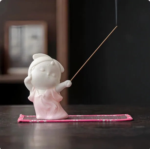Ceramic female court attendant incense burner decoration in cute fresh style ornament