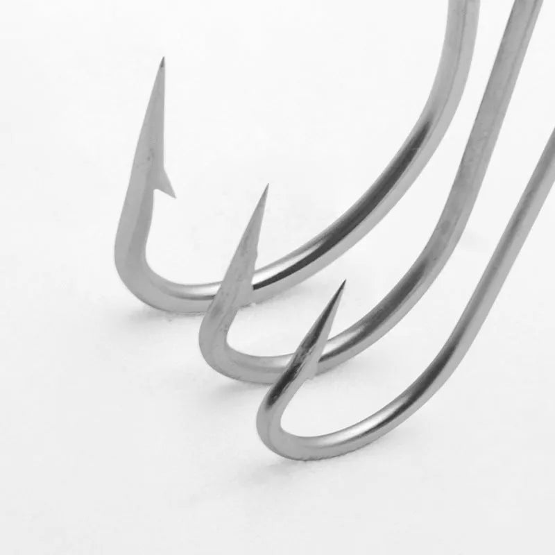 Multi-specification stainless steel sea fishing hooks for ocean boat fishing in alloy material.