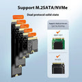 Black external solid state drive enclosure with Type-C cable for NVMe M.2 SSD conversion