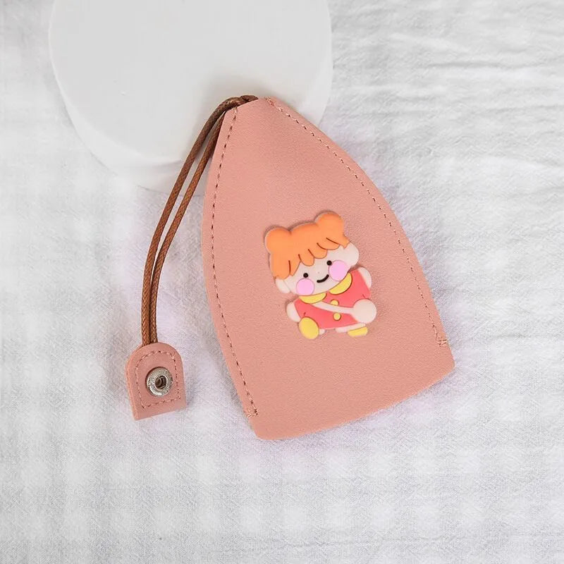 Colourful cartoon pull-out key case made from PU leather showing design options