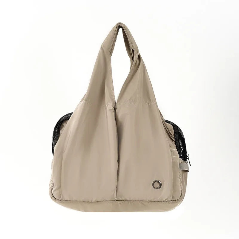 Apricot cloth pet summer handbag with medium 41x16x28 cm dimensions for dogs and cats