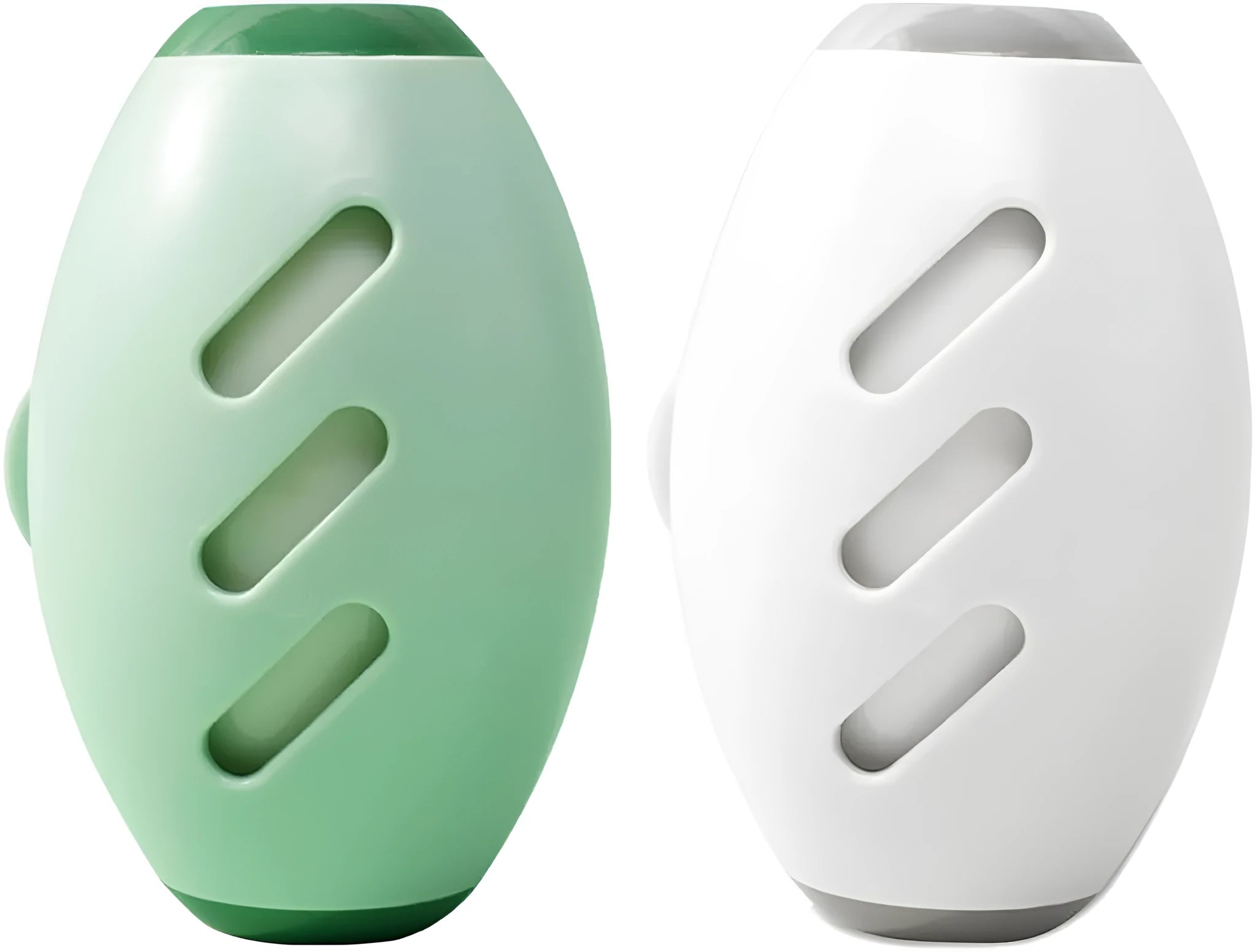 Green and white reusable gel lint roller ball for pet hair removal on fabric.