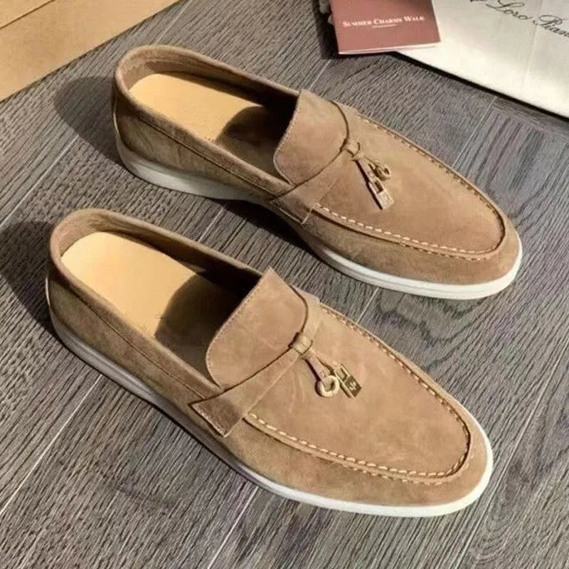Unisex slip-on casual loafers with rubber soles in various colours on a white background.