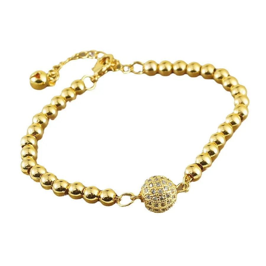Women's heart-shaped copper bracelet with zircon stones in Arabic style design