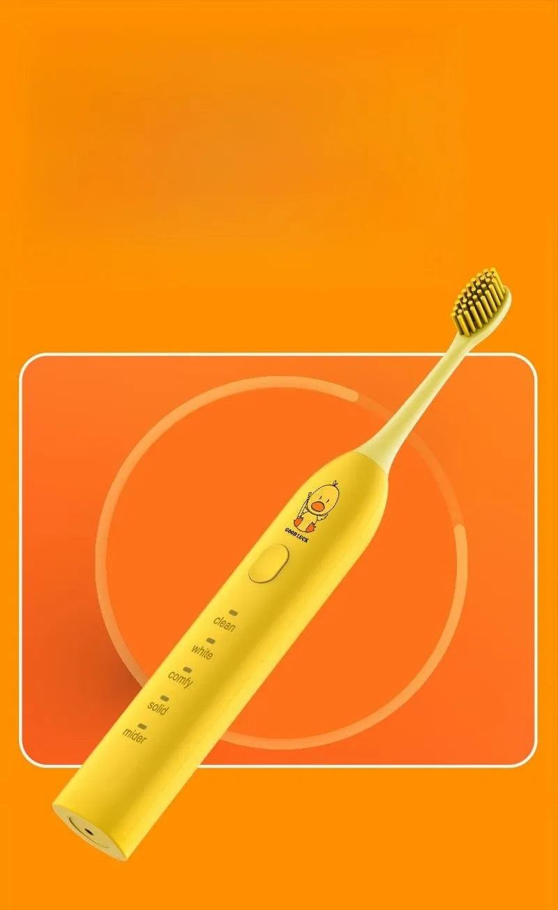 Yellow duck design USB rechargeable adult electric toothbrush with soft bristles