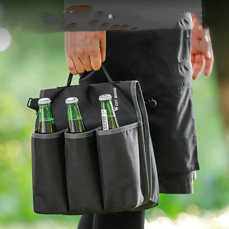 Bicycle double-sided drink holder bag with anti-scratch shelf and 2-litre storage capacity