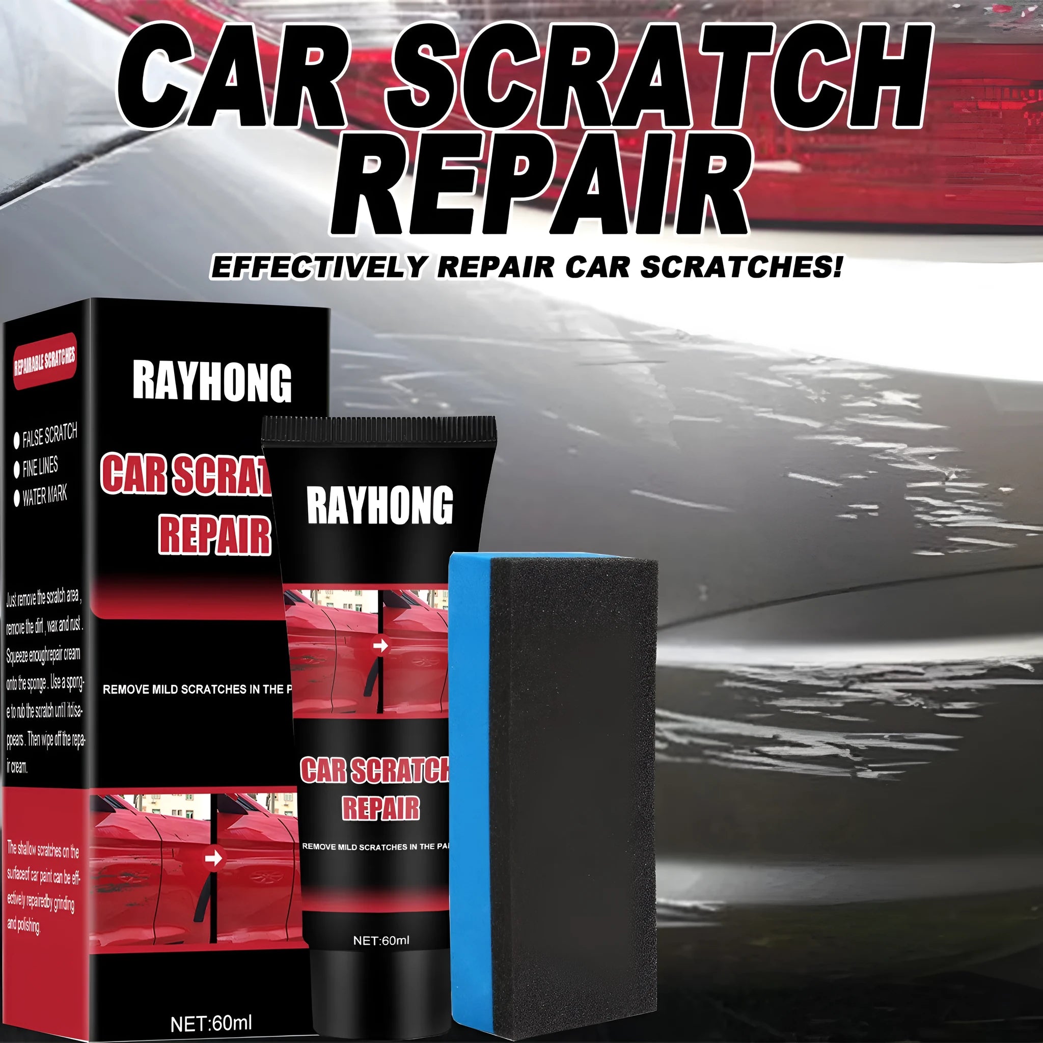 60ml car scratch repair wax bottle with applicator for paint surface maintenance