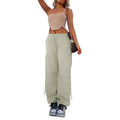 Straight leg multi-bag cargo casual pants in polyester fabric showing loose fit design