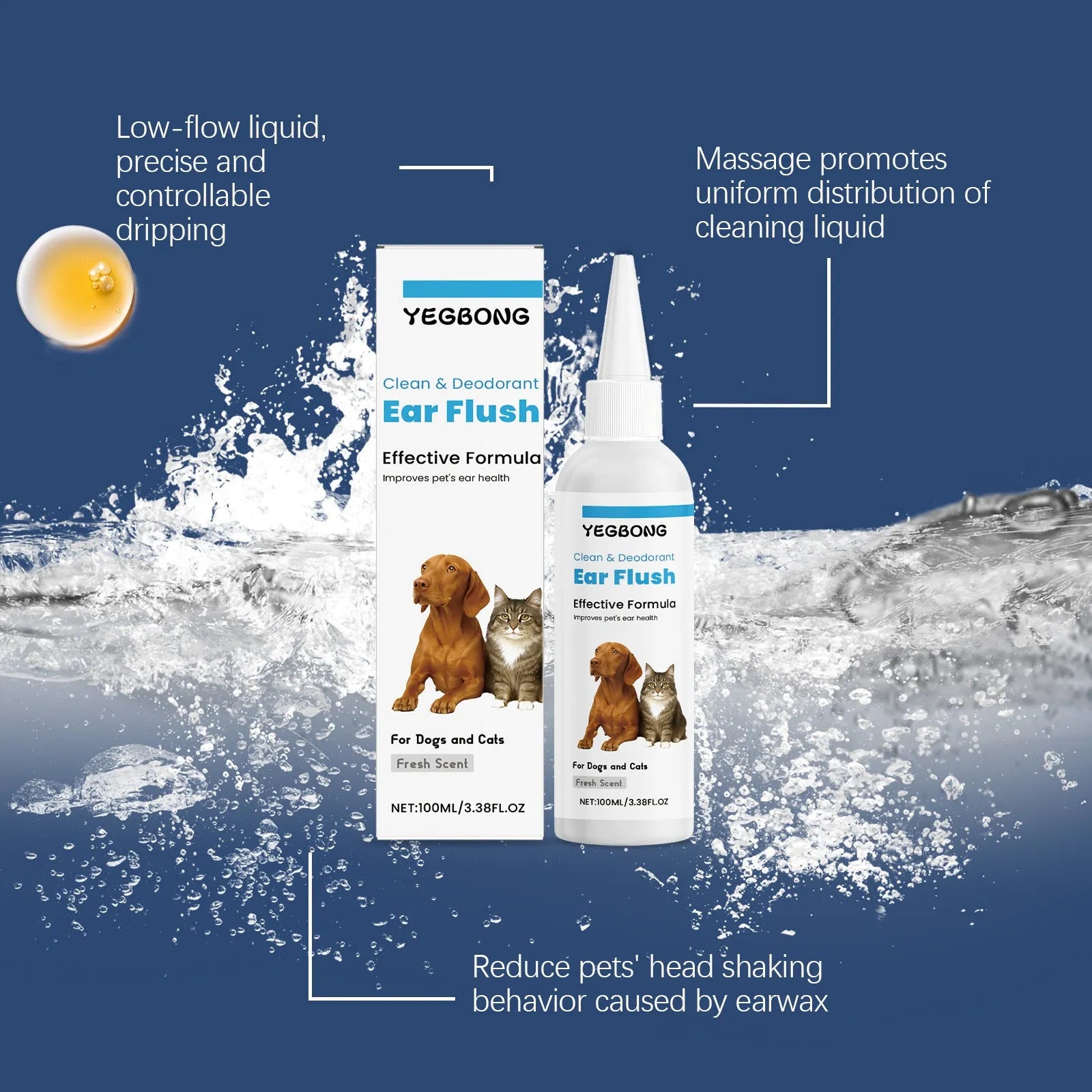 100ml bottle of pet ear cleaner for dogs and cats for gentle earwax removal