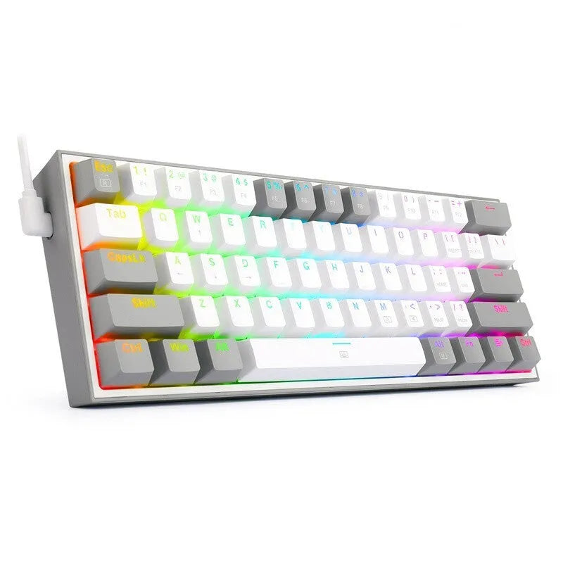 White pink RGB backlit mechanical keyboard with multimedia keys and dual keycaps.