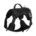 Orange reflective dog harness with an integrated black hand holding rope leash and explosion-proof breast strap.