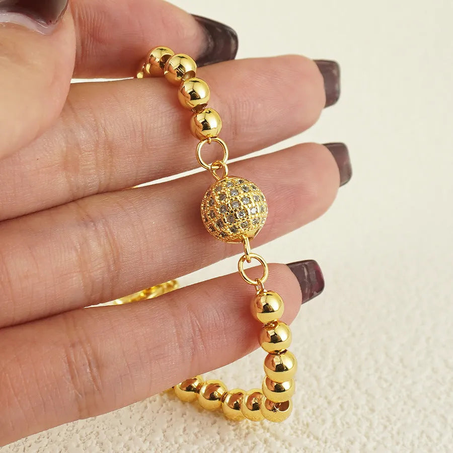 Women's heart-shaped copper bracelet with zircon stones in Arabic style design