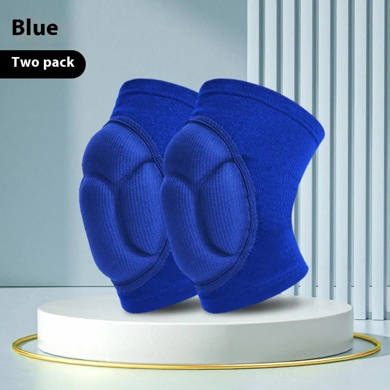 Black and blue thick sponge knee pads for dance sports and outdoor activities