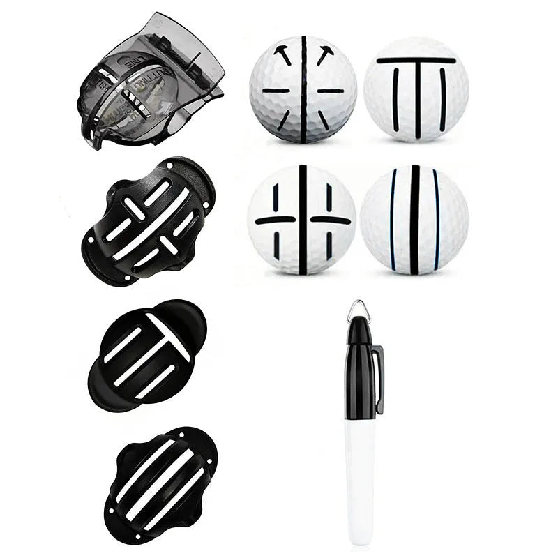 Golf scriber putter alignment tool set with plastic construction and drawing pens