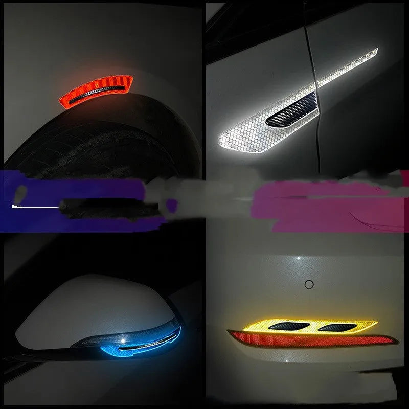 Blue and yellow reflective warning tape strips for car bumpers measuring 17mm width