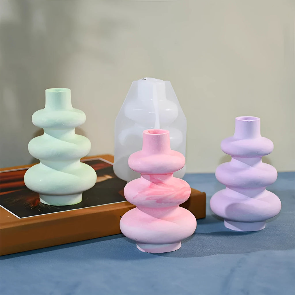 Three-layer circle vase silicone baking mould in modern simple style