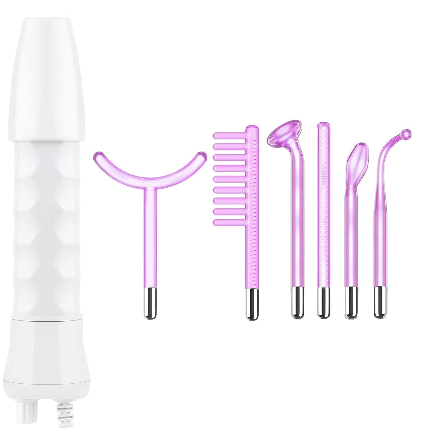 Purple high wave electrotherapy rod beauty instrument with six accessory heads for commercial skincare treatments