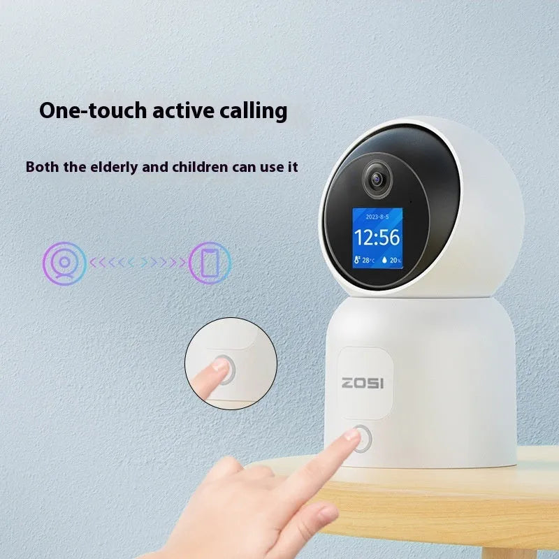 Zhou Shi wireless indoor security camera with large screen and plastic housing