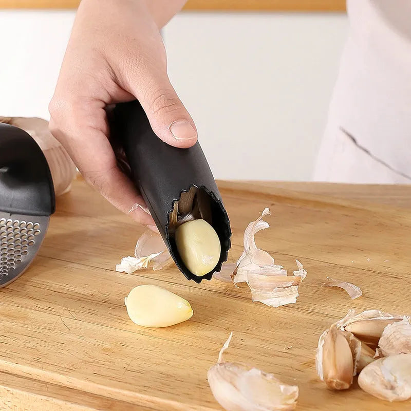 304 stainless steel garlic press in modern design with colour options for kitchen use