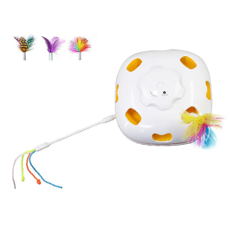 Automatic cat teaser toy with self-play wand in picture colour, dimensions 19.8 x 11.5 x 19.5cm