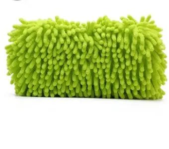 Silver green chenille microfiber car wash sponge measuring 14 by 25 centimetres