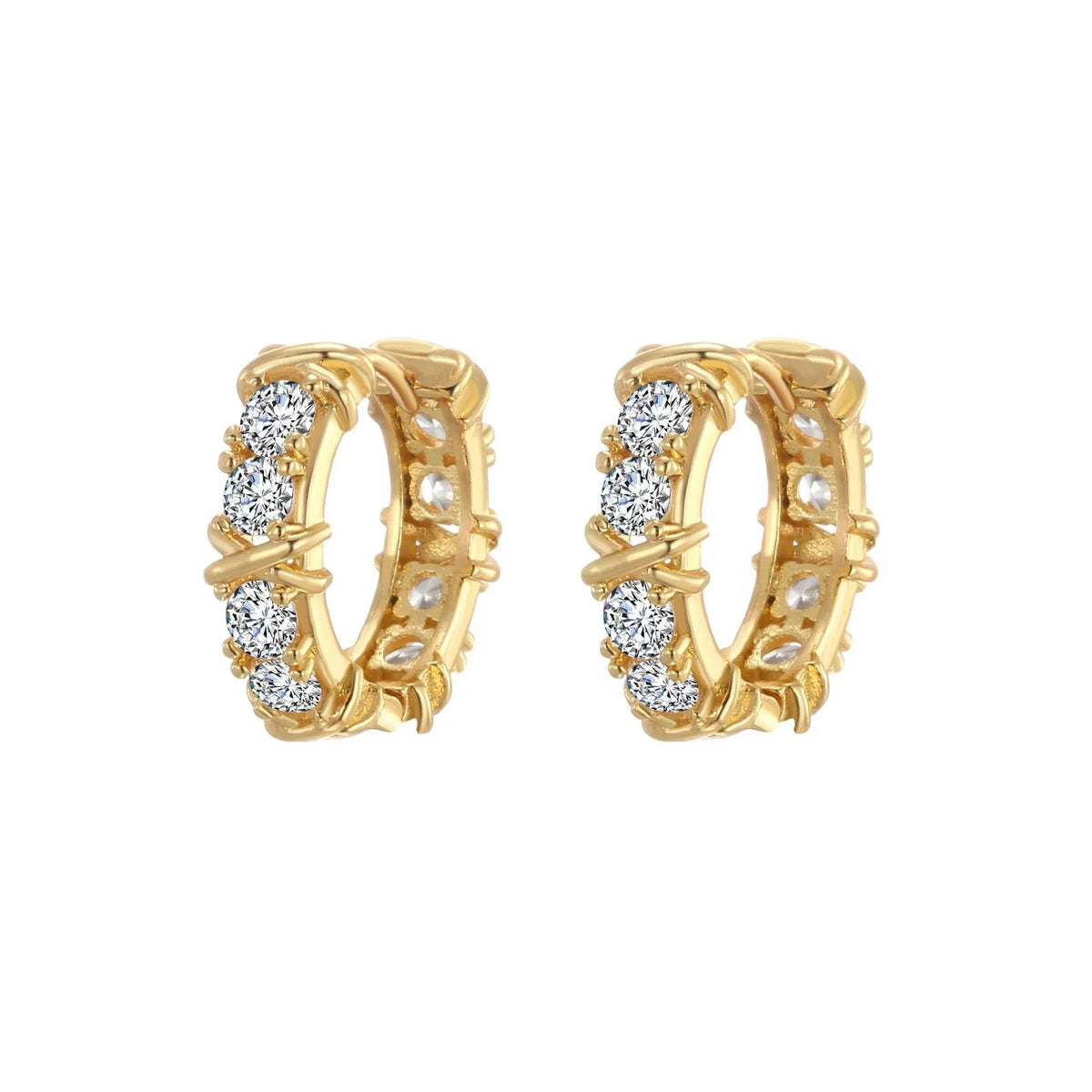 Geometric hexagonal and clover cross design earrings in silver or gold colour.