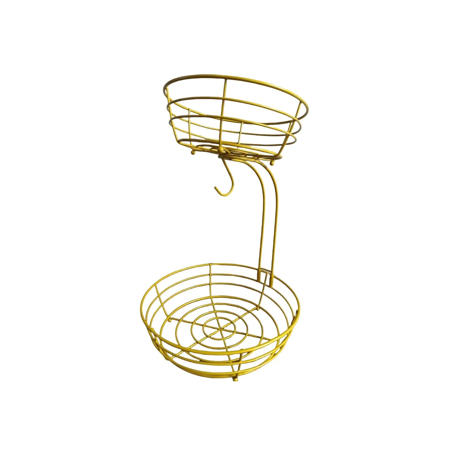 Black and gold double-layer wrought iron storage basket for fruits and vegetables