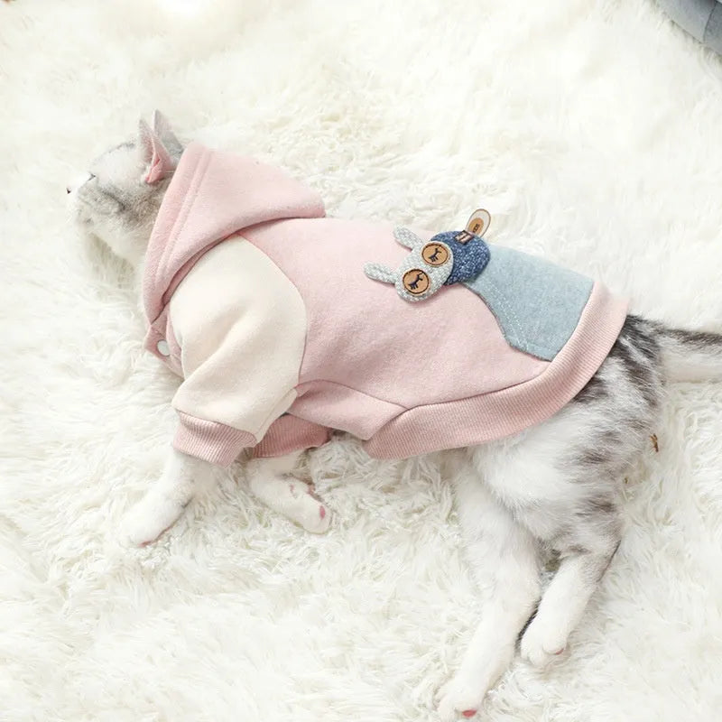 Brown cotton pet sweatshirt for a dog, showing sizes XS to 2XL available.