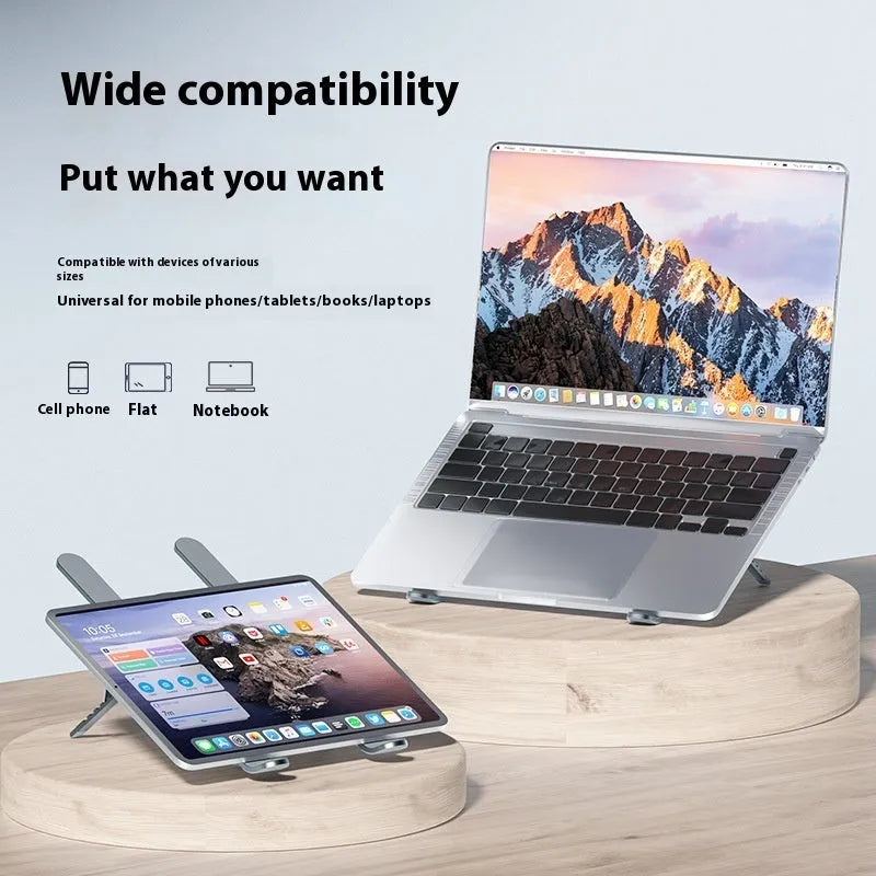 Aluminium alloy portable notebook stand with twin cooling fans in folded position